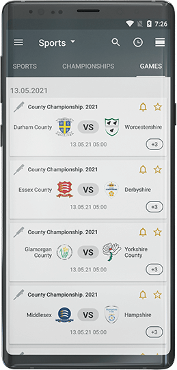 Sports category in melbet app for Android